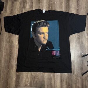 Vtg 90s Elvis Presley Blvd Pink Cadillac Graceland Black T-Shirt Memphis XXL USA